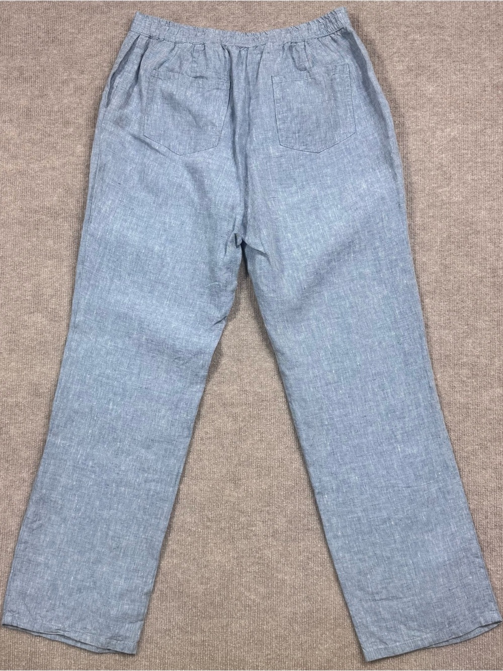Boden 100% Linen Drawstring Pants Women's Size 12R Blue Straight Leg Flat Front - Picture 5 of 10